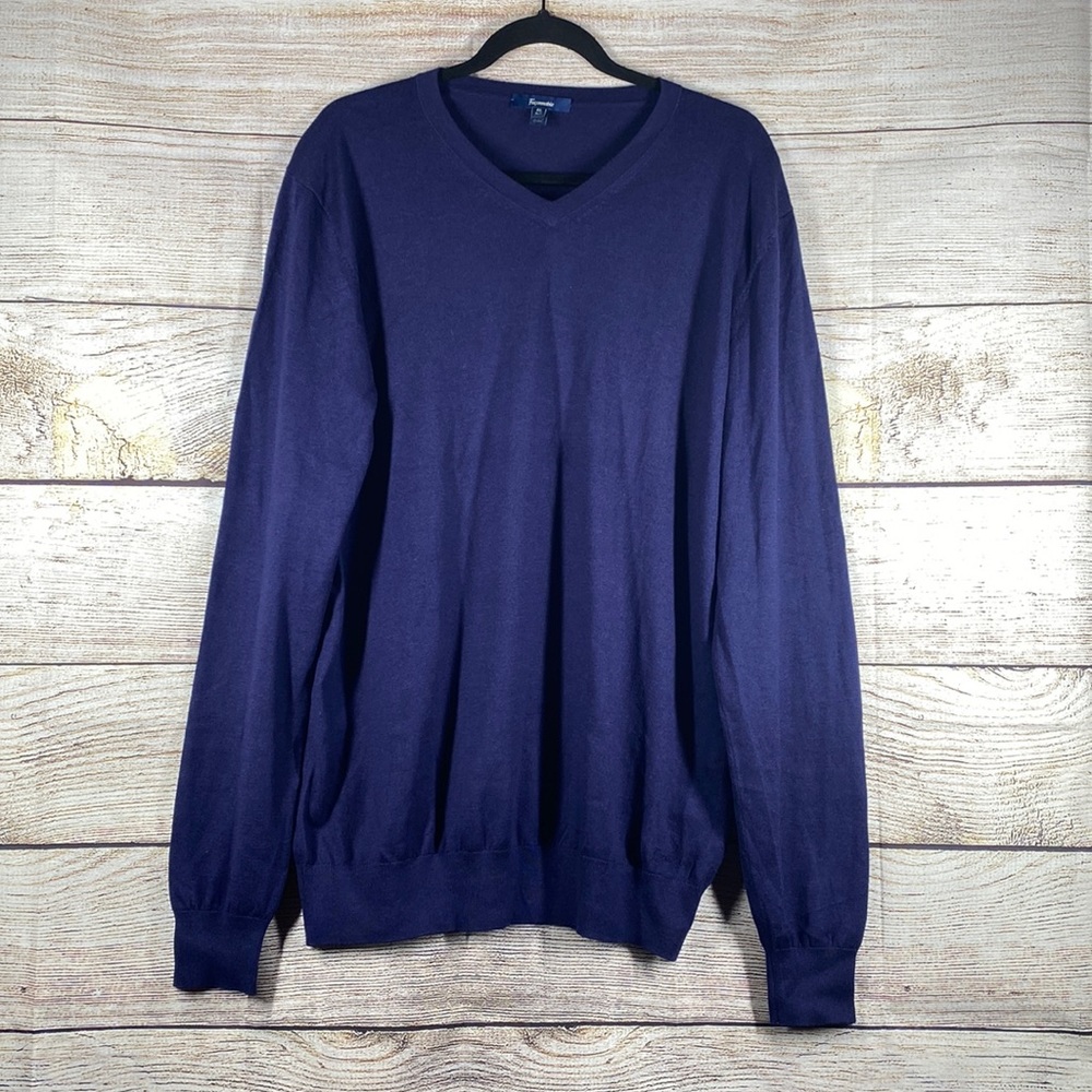 Mens Falconnable V-Neck Pullover Silk Blend Sweater XL Tall